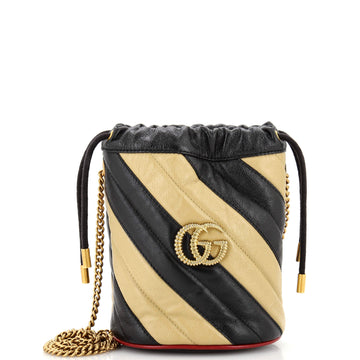 Gucci GG Marmont Bucket Bag Diagonal Quilted Leather Mini