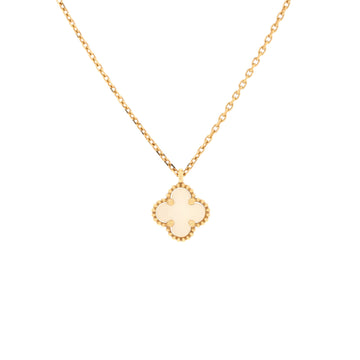 Van Cleef & Arpels Sweet Alhambra Pendant Necklace 18K Yellow Gold and Mother of Pearl