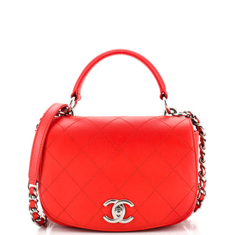 Chanel Ring My Bag Top Handle Bag Stitched Calfskin Small