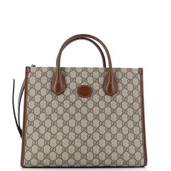 Gucci Structured Top Handle Open Tote GG Coated Canvas Small