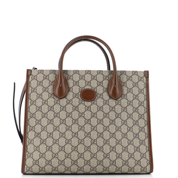 Gucci Structured Top Handle Open Tote GG Coated Canvas Small