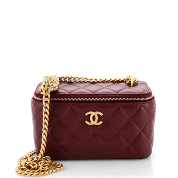 Chanel Sweet Camellia Vanity Case with Chain Quilted Lambskin Small