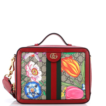 Gucci Ophidia Zip Around Camera Bag Flora GG Coated Canvas Small