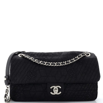 Chanel Chain Flap Bag Camellia Denim Large