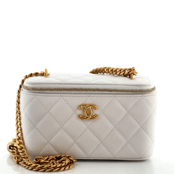 Chanel Sweet Heart Vanity Case with Chain Quilted Caviar Small