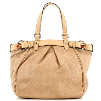 Gucci Belted Bamboo Tote Diamante Canvas with Leather Medium