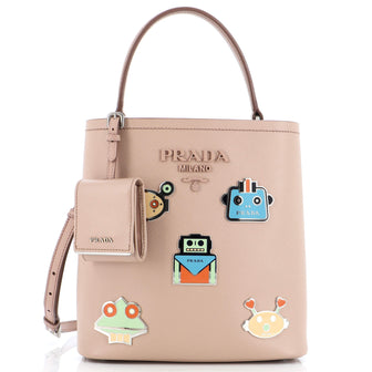 Prada Panier Bucket Bag Embellished Saffiano Leather Small