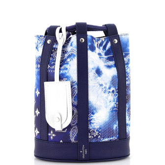 louis vuitton backpack blue red white Louis Vuitton Randonnee Backpack Limited Edition Monogram Bandana Leather PM Blue 254109145