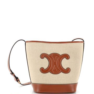 Celine Cuir Triomphe Bucket Bag Canvas and Leather Small