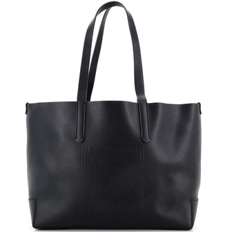 Burberry Motif Tote Embossed Leather Medium