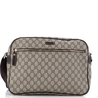 Gucci Front Zip Camera Bag GG Coated Canvas Large