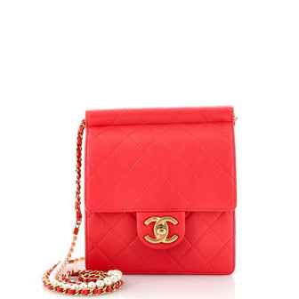 Chanel Pearl Chain Flap Bag Quilted Lambskin Small