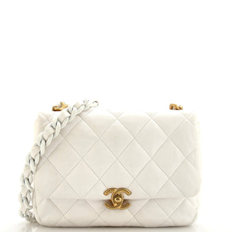 Chanel Lacquered Metal CC Flap Bag Quilted Lambskin Small