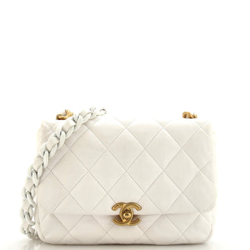 Chanel Lacquered Metal CC Flap Bag Quilted Lambskin Small