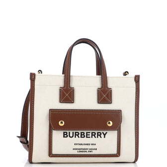 Burberry Freya Shopping Tote Canvas with Leather Mini