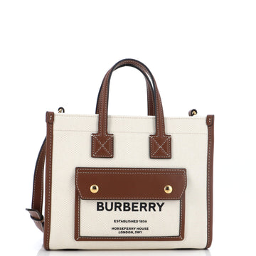 Burberry Freya Shopping Tote Canvas with Leather Mini