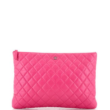 Chanel O Case Clutch Quilted Caviar Large
