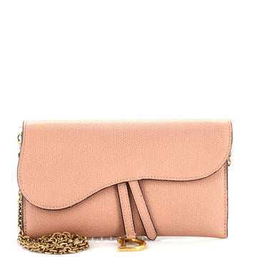 Christian Dior Saddle Chain Wallet Leather