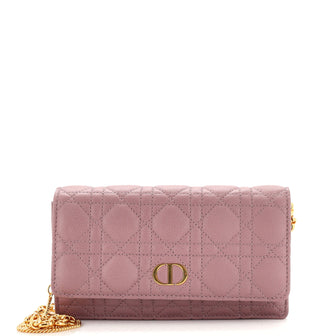 Christian Dior Caro Wallet on Chain Pouch Cannage Quilt Leather