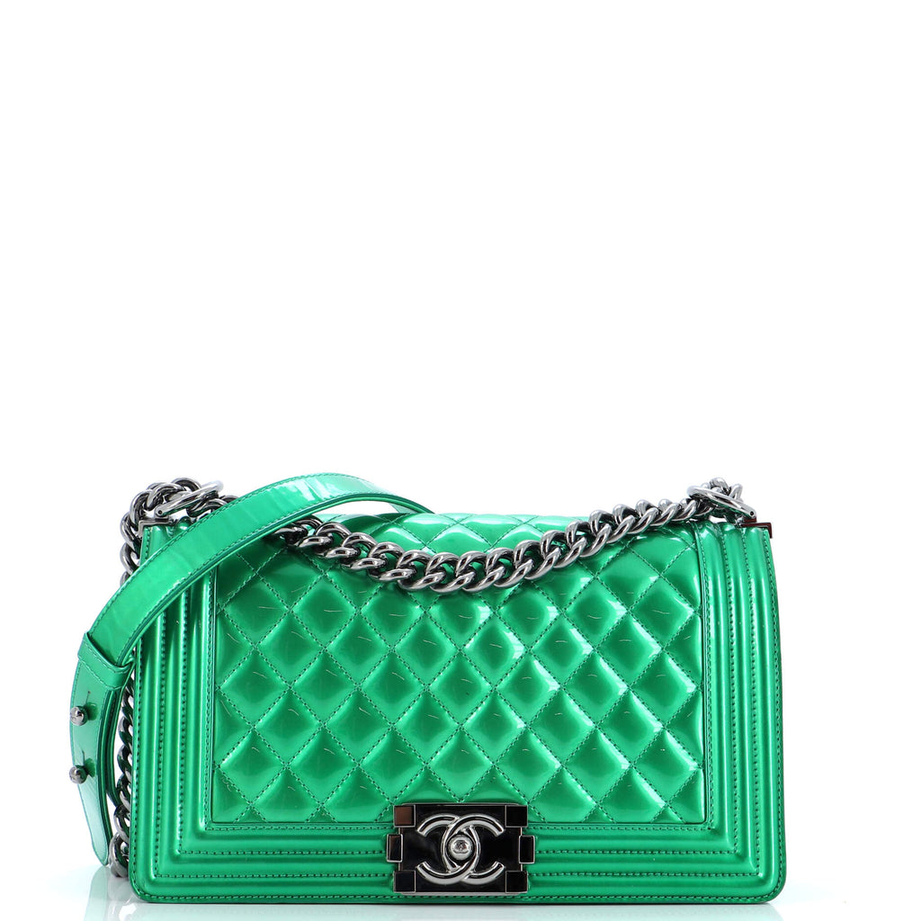 Boy Flap Bag Quilted Patent Old Medium / green