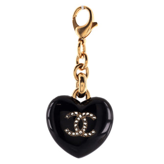 Chanel CC Heart Bag Charm Metal with Resin and Crystals