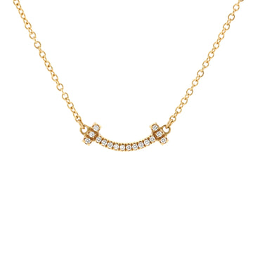 Tiffany & Co. T Smile Pendant Necklace 18K Yellow Gold with Diamonds Mini
