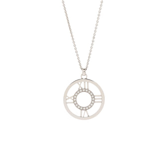 Tiffany & Co. Atlas Circle Pendant Necklace 18K White Gold with Diamonds Medium
