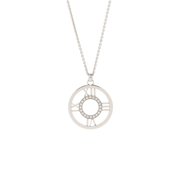 Tiffany & Co. Atlas Circle Pendant Necklace 18K White Gold with Diamonds Medium