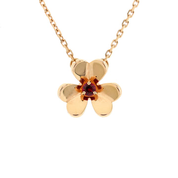 Van Cleef & Arpels Frivole Pendant Necklace 18K Rose Gold with Ruby Mini