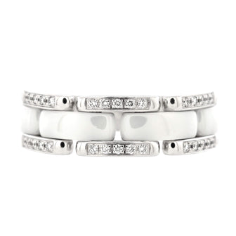 Chanel Ultra Link Ring 18K White Gold with Diamonds and Ceramic Medium