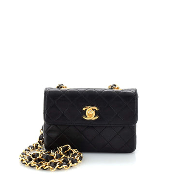 Chanel Vintage CC Chain Flap Bag Quilted Leather Extra Mini