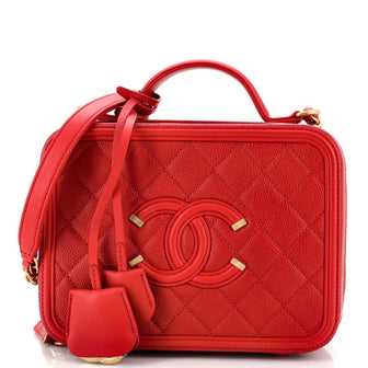 Chanel Filigree Vanity Case Quilted Caviar Medium