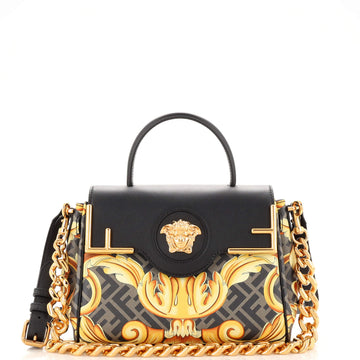 Versace x Fendi Fendace La Medusa Top Handle Bag (Outlet) Printed Laminated Leather with Leather Medium