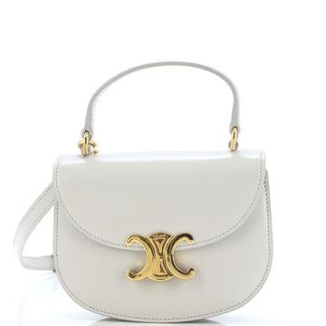 Celine Triomphe Besace Clea Top Handle Flap Bag Leather Mini