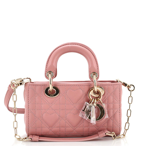 Christian Dior Lady D-Joy Bag Heart Cannage Quilt Leather Micro