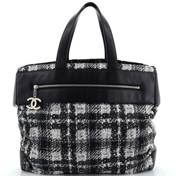 Chanel Front Zip Pocket Tote Printed Nylon Large