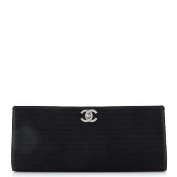 Chanel Vintage CC Turnlock Clutch Pleated Satin Medium
