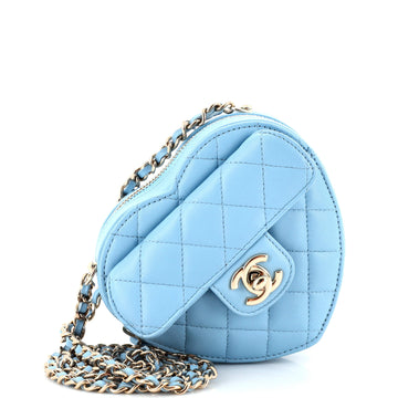 Chanel CC in Love Heart Clutch with Chain Quilted Lambskin