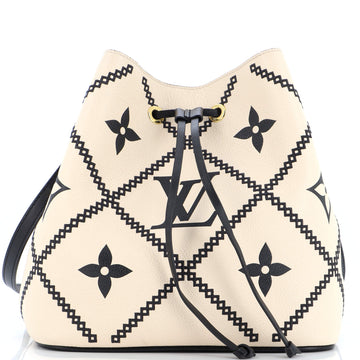 Louis Vuitton NeoNoe Handbag Embroidered Bicolor Monogram Empreinte Giant MM