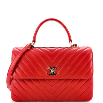 Chanel Trendy CC Top Handle Bag Chevron Lambskin Medium