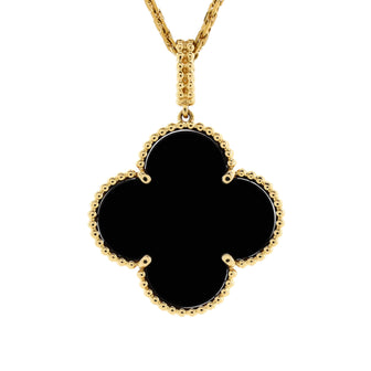 Van Cleef & Arpels Magic Alhambra Pendant Necklace 18K Yellow Gold and Onyx