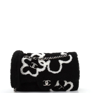 Chanel Classic Single Flap Bag Pearl Embellished Shearling Jumbo