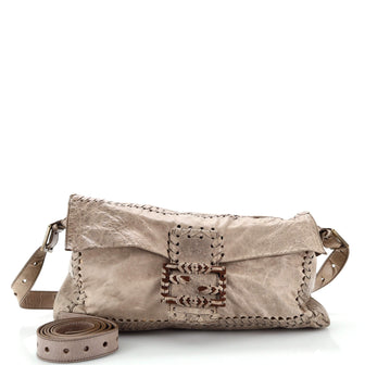 Fendi Giant Baguette Whipstitched Leather