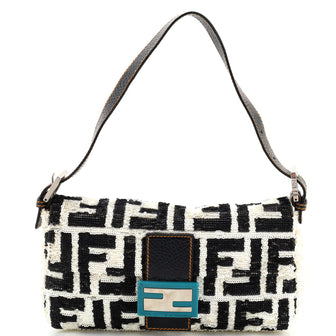 Fendi Baguette Bag Sequin Embellished Zucchino Canvas