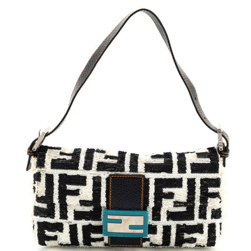 Fendi Baguette Bag Sequin Embellished Zucchino Canvas