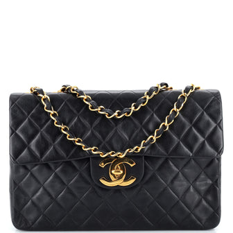 Chanel Vintage Classic Single Flap Bag Quilted Lambskin Maxi