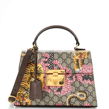 Gucci Padlock Top Handle Bag Bengal Print GG Coated Canvas Small