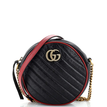 Gucci GG Marmont Round Shoulder Bag Diagonal Quilted Leather Mini