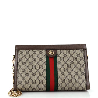 Gucci Ophidia Chain Shoulder Bag GG Coated Canvas Medium