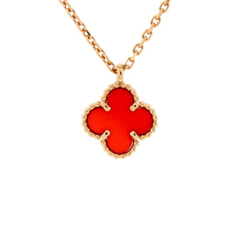 Van Cleef & Arpels Sweet Alhambra Pendant Necklace 18K Rose Gold and Carnelian